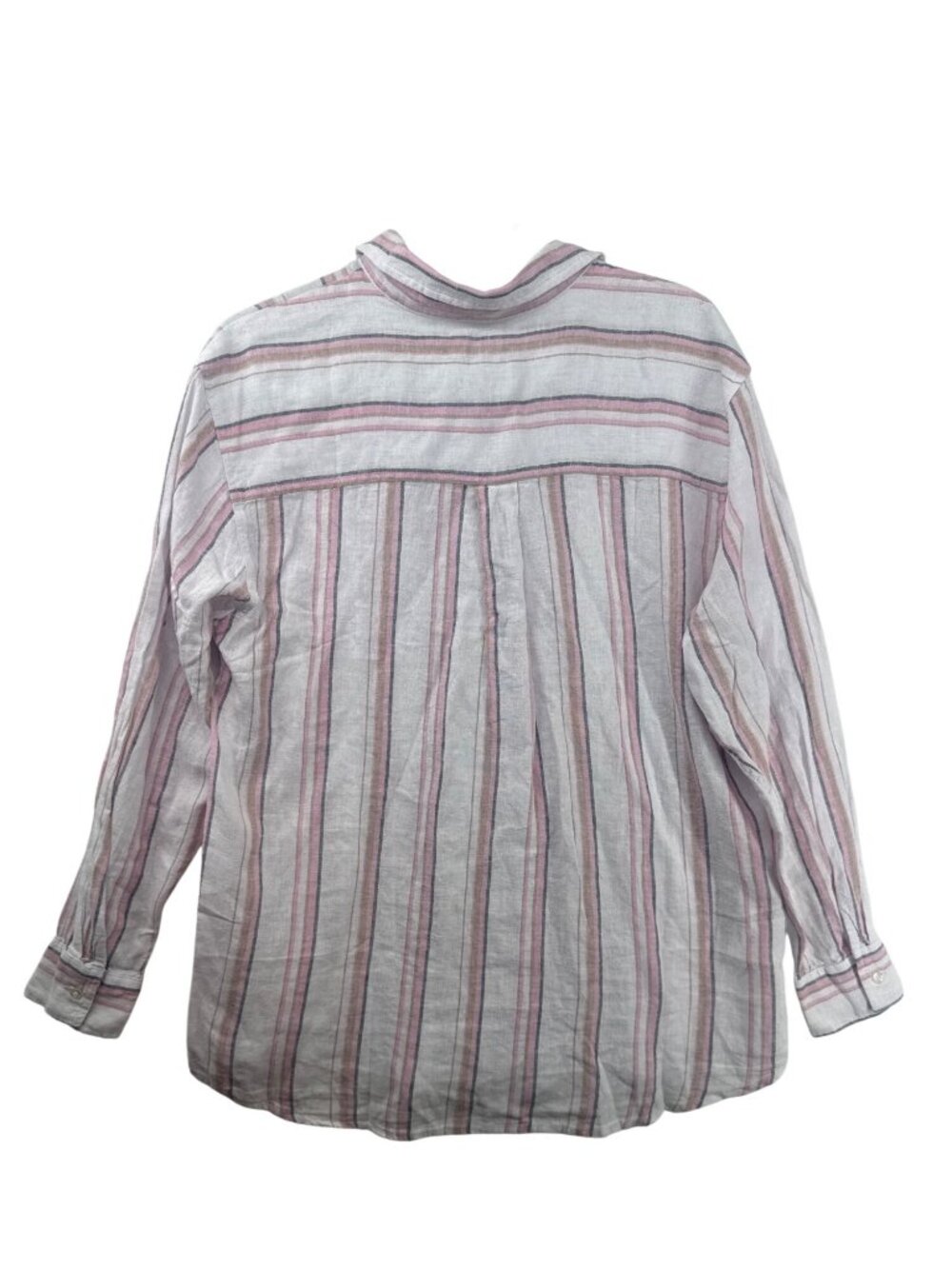 Gap Women Button Shirt Sz M White/Pink Stripe Linen Blend Classic Beachy Coastal - Picture 2 of 11